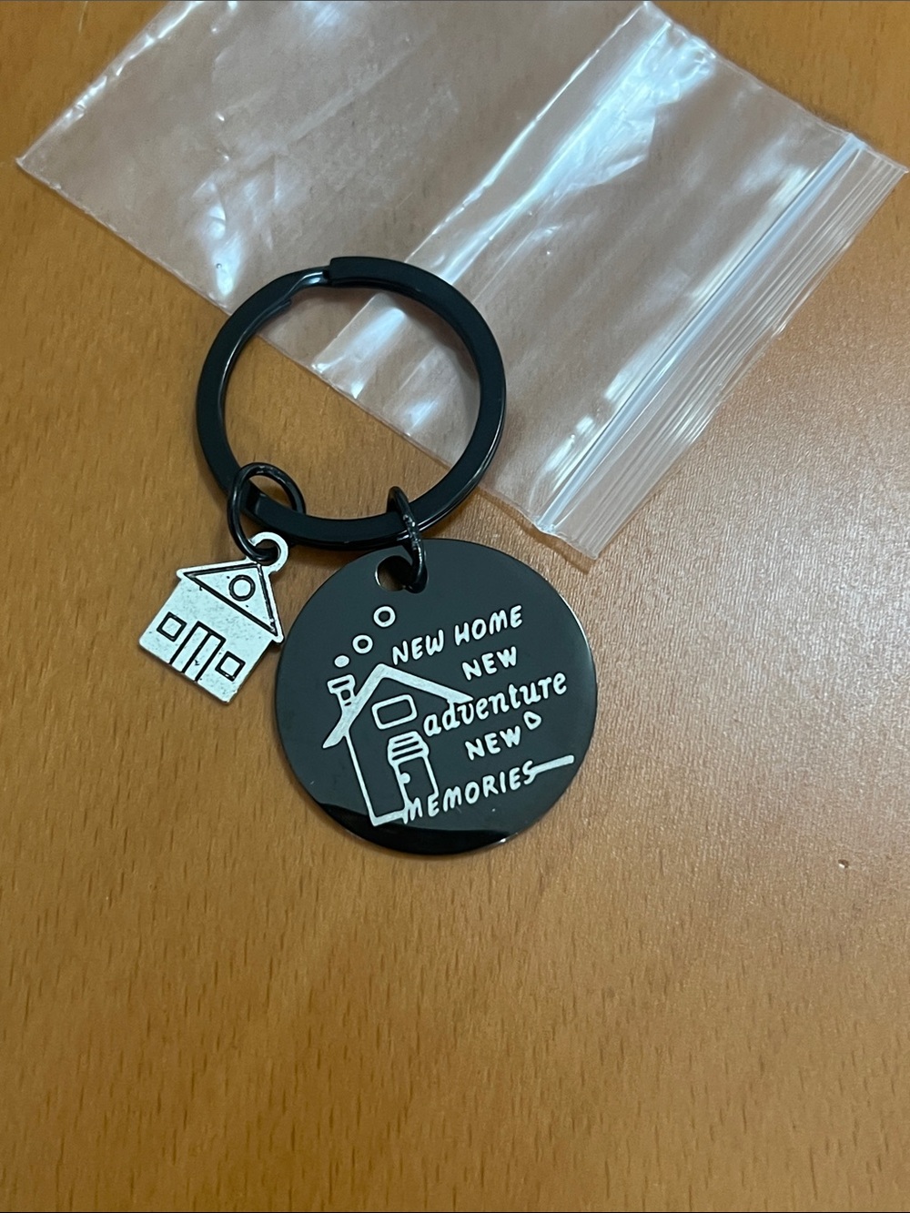 New Home Keychain — Black and Silver House Charm